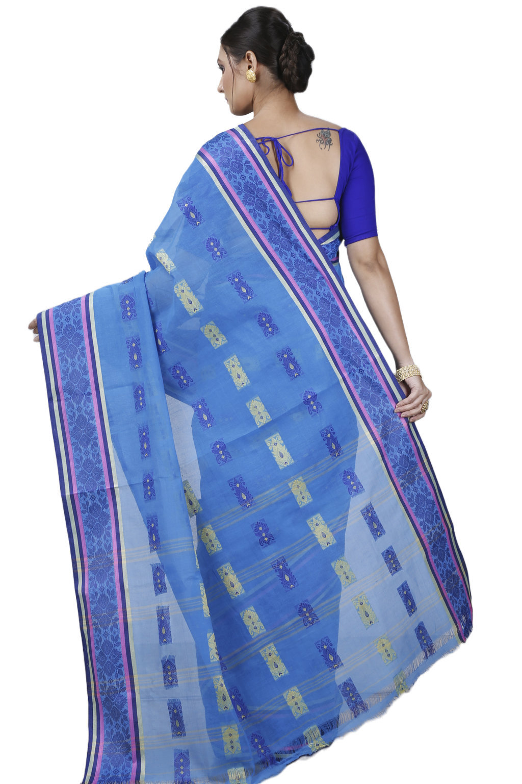 Blue Pure Cotton Uditi Tant Saree (1226)